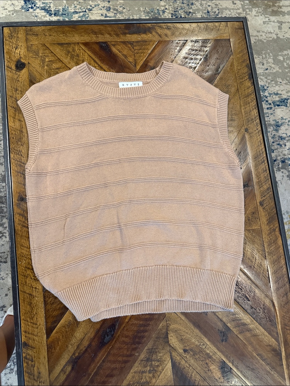 HYFVE Sleeveless Crewneck Knit Vest in Blush Peach